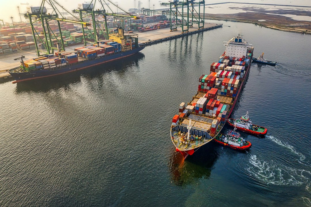 Cargo ship and freight port